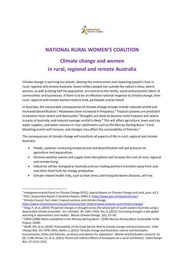 Climate change and women in rural Australia position statement v 10