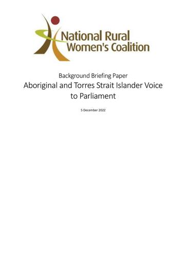 NRWC Background Briefing Paper Voice to Parliament
