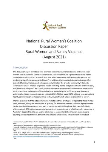 NRWC Briefing Paper Domestic Violence and Rural Women